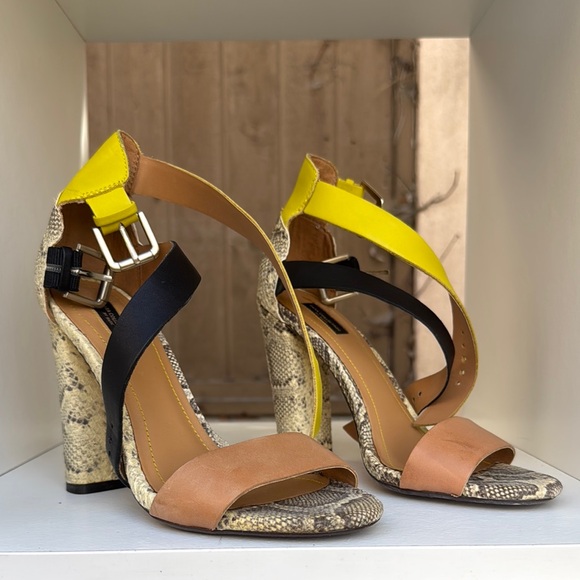 ZARA Multi Color and Snake Strappy Heels - Picture 1 of 3